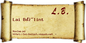 Lai Bálint névjegykártya